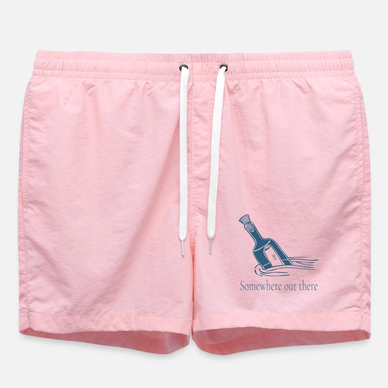 Somewhere Out There Bottle Message Design - Swim Trunks - pink