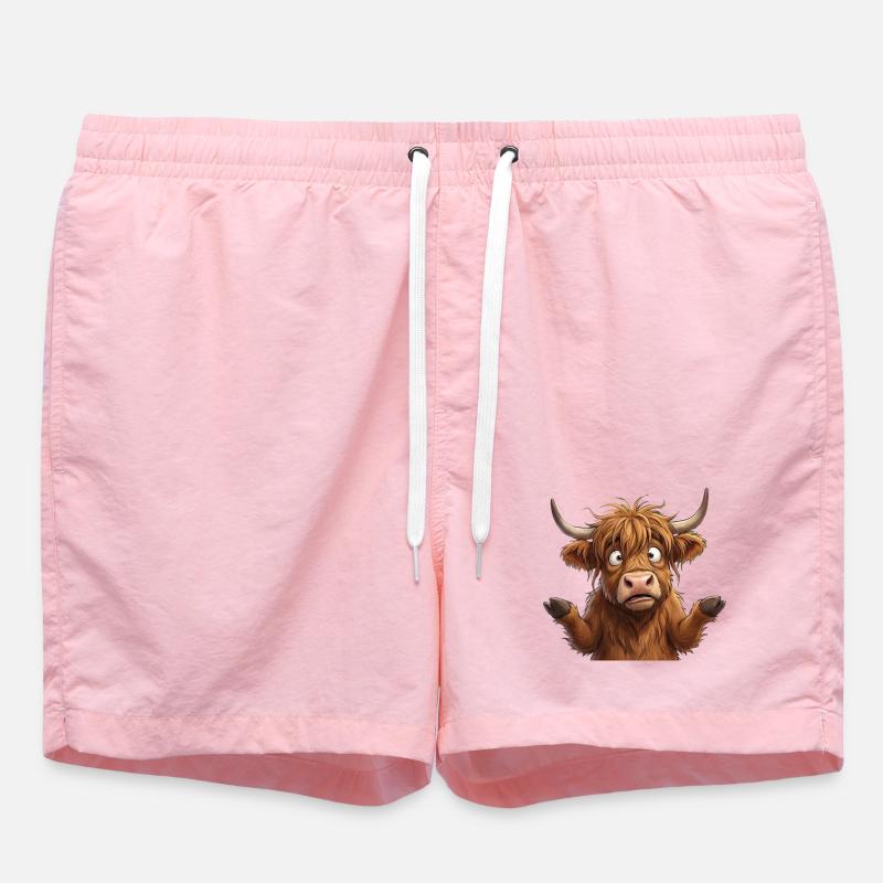 Vache Highland Amicale Cartoon - Short de bain - rose