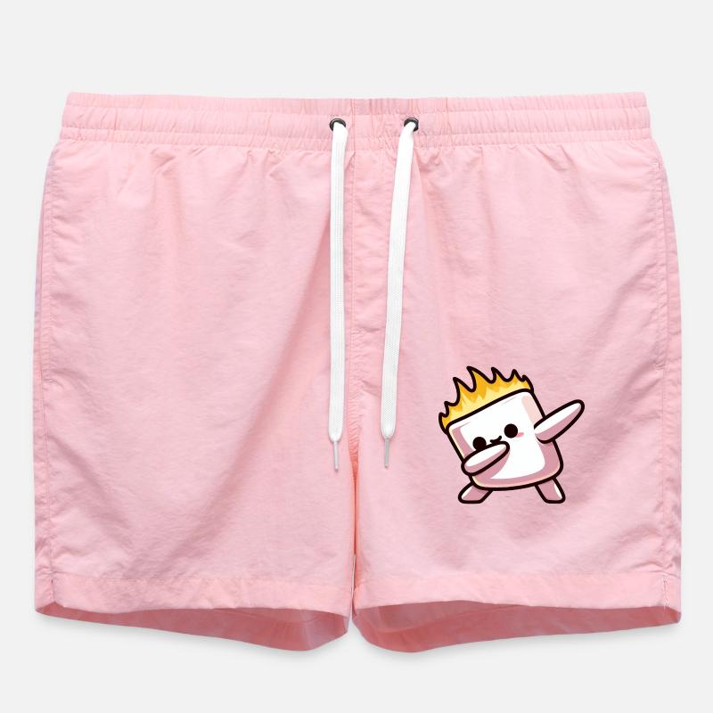 Marshmallow Fire Flame Grilling Dab - Short de bain - rose