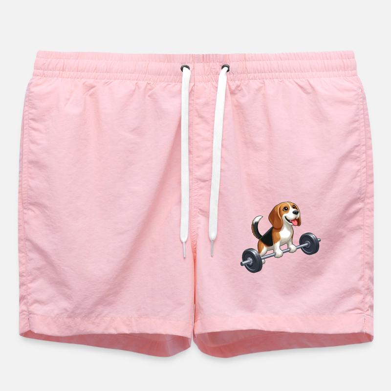 Beagle Weightlifting Workout Strength - Swim Trunks - pink