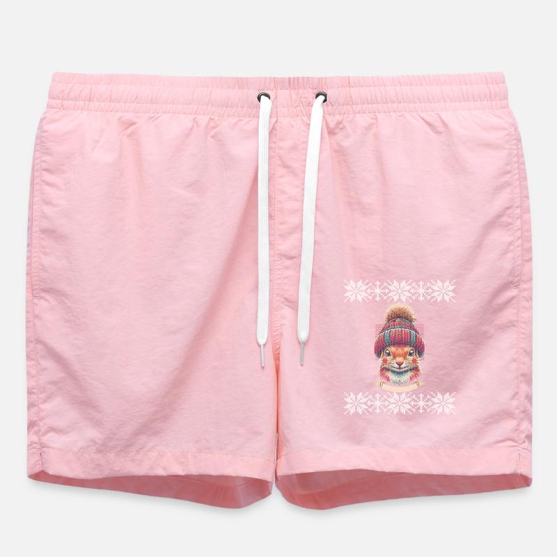 Écureuil d’hiver avec casquette - Short de bain - rose