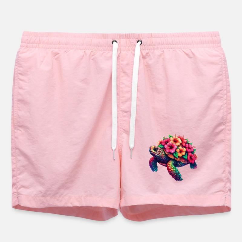 Tortue aux fleurs d’hibiscus - Short de bain - rose