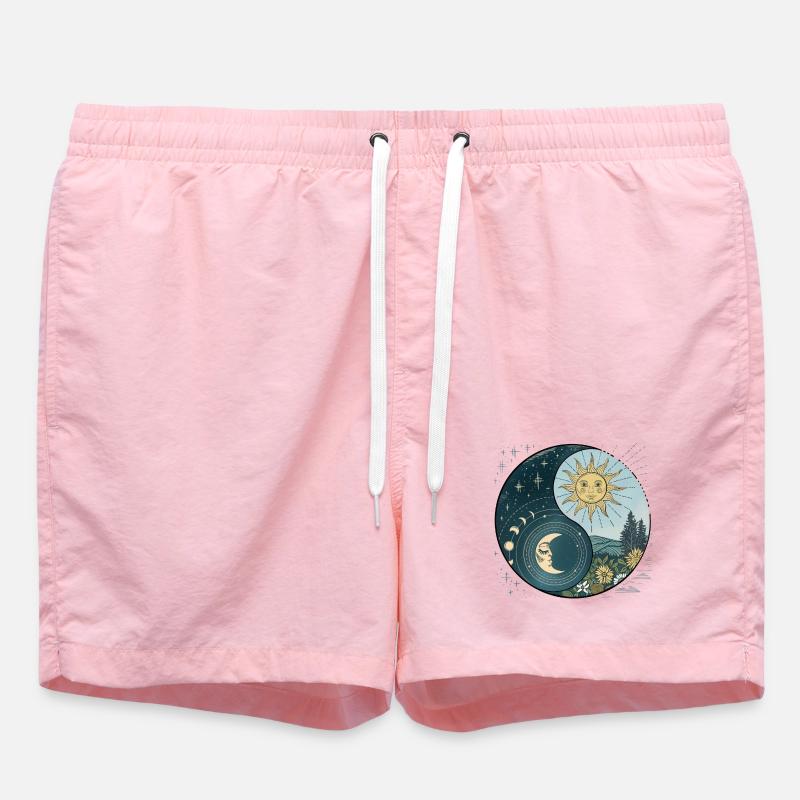 Yin Yang Sun and Moon Celestial Harmony - Swim Trunks - pink