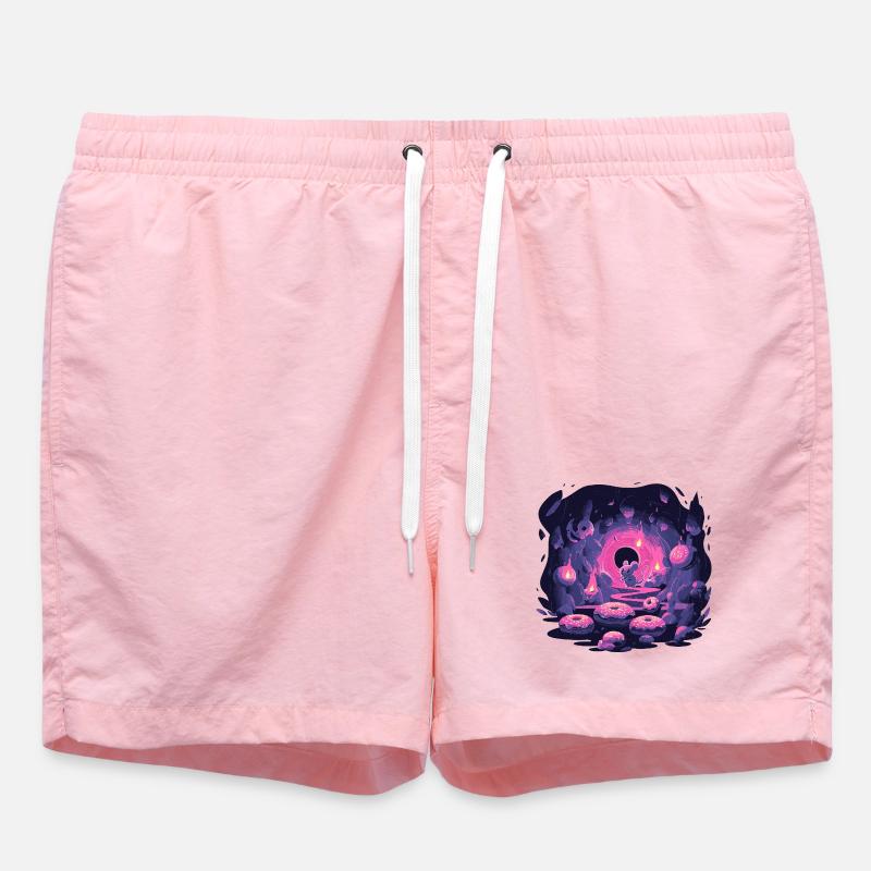 Neon Mouse Cave with Donuts - Swim Trunks - pink