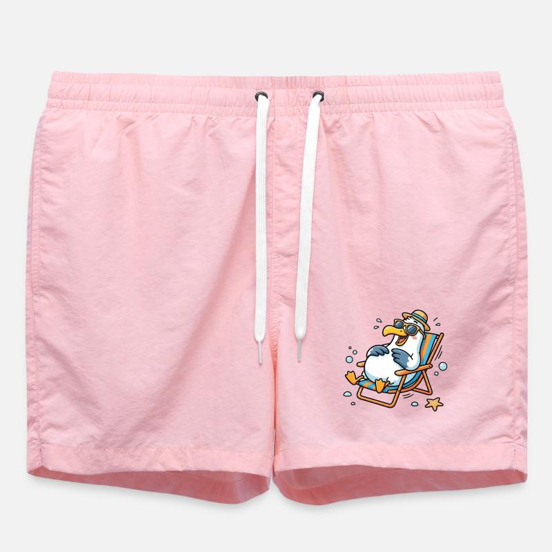 Relaxte Möwe am Strand - Badeshorts - Pink