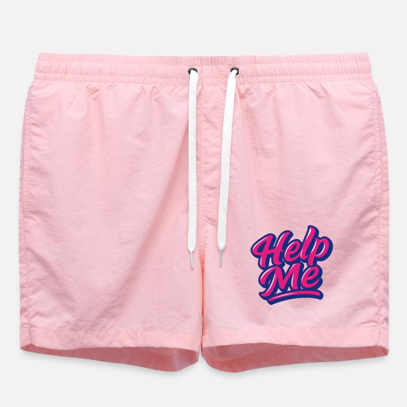 Help Me Neon Script - Badeshorts - Pink