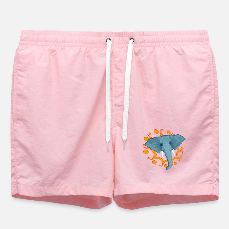 Blue Elephant with Orange Spat - Swim Trunks - pink