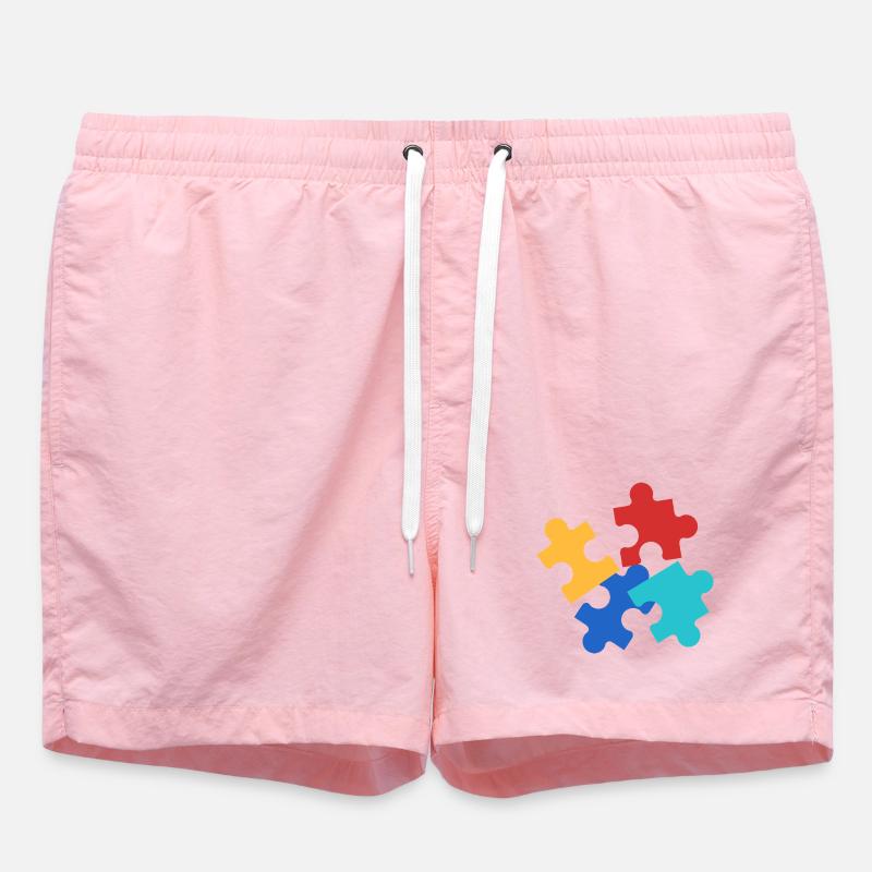 Bunte Puzzleteile Collage - Badeshorts - Pink