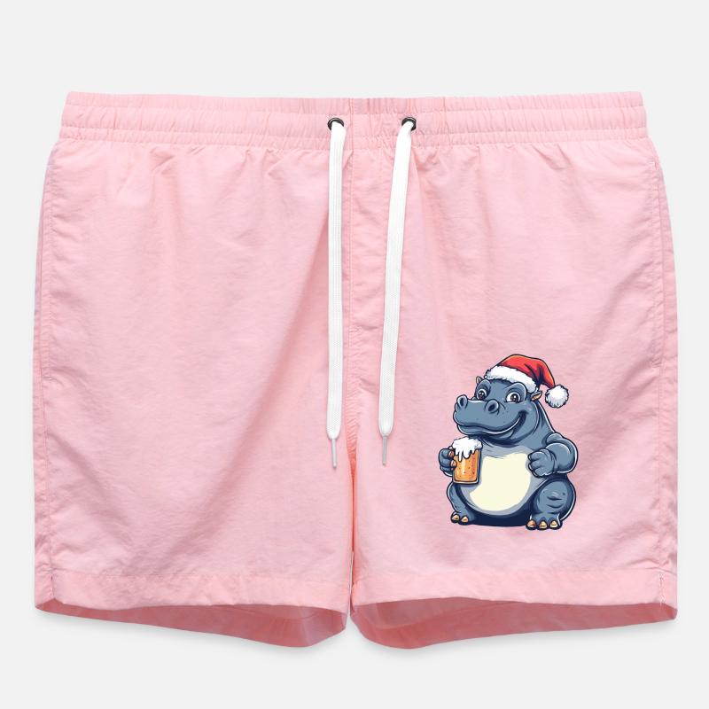 Hippopotame Bière Noël - Short de bain - rose