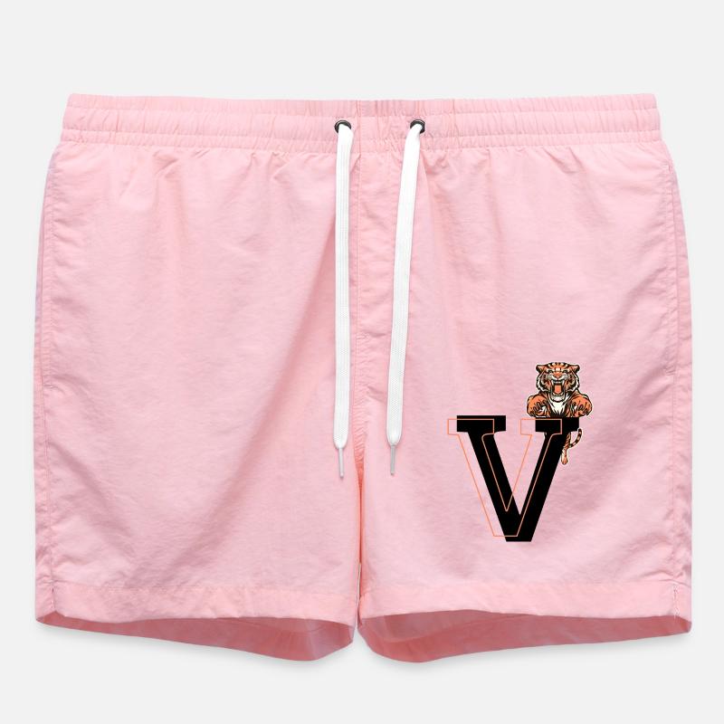 Buchstabe v Tiger - Geschenkidee - Badeshorts - Pink