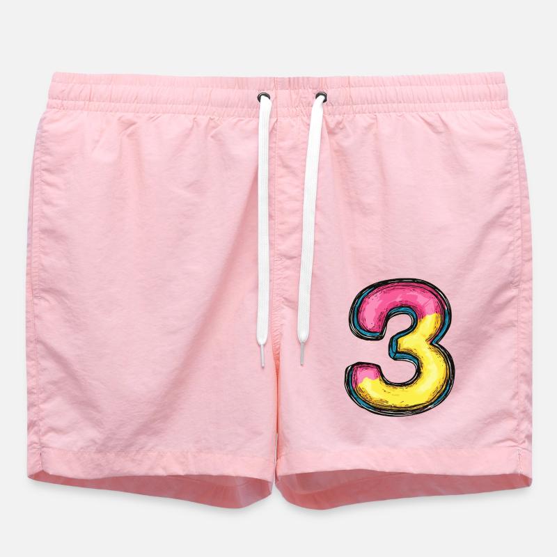 3 Number symbol - Swim Trunks - pink
