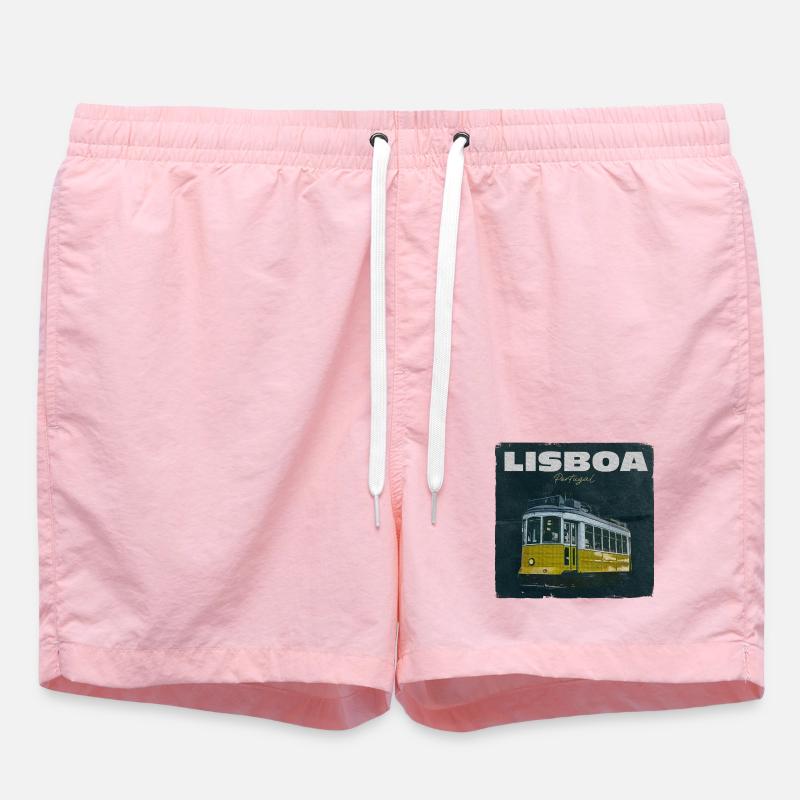 Tramway jaune de Lisbonne rétro - Short de bain - rose
