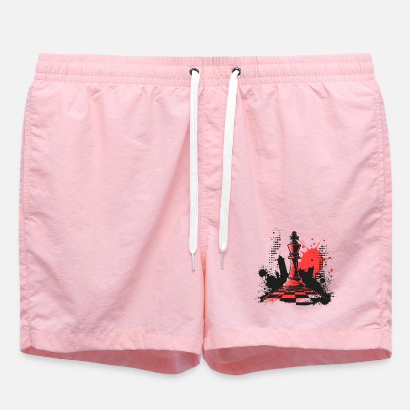 Chess Pieces Graffiti - Swim Trunks - pink