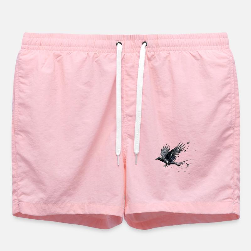 Crow Raven Paint Splash - Aquarelle moderne - Short de bain - rose