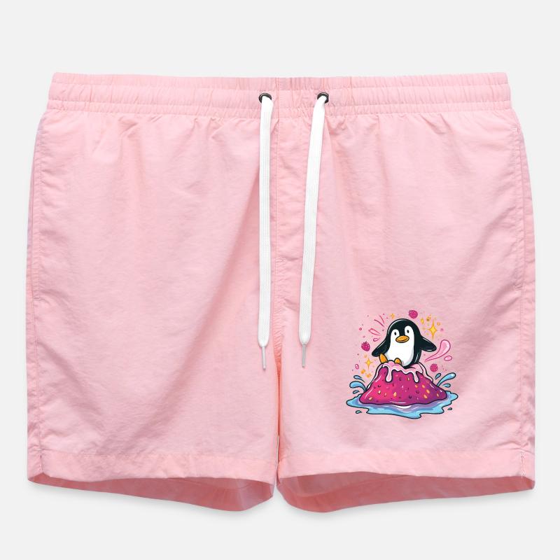 Penguin on pink jam wave - Swim Trunks - pink