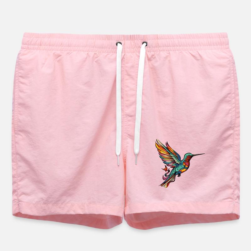  Kolibri Vogel Comic - Badeshorts - Pink