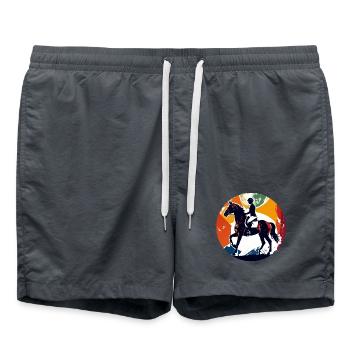 Reiterpferd Silhouette schönes Reitsport Motiv - Badeshorts -  - Vorne