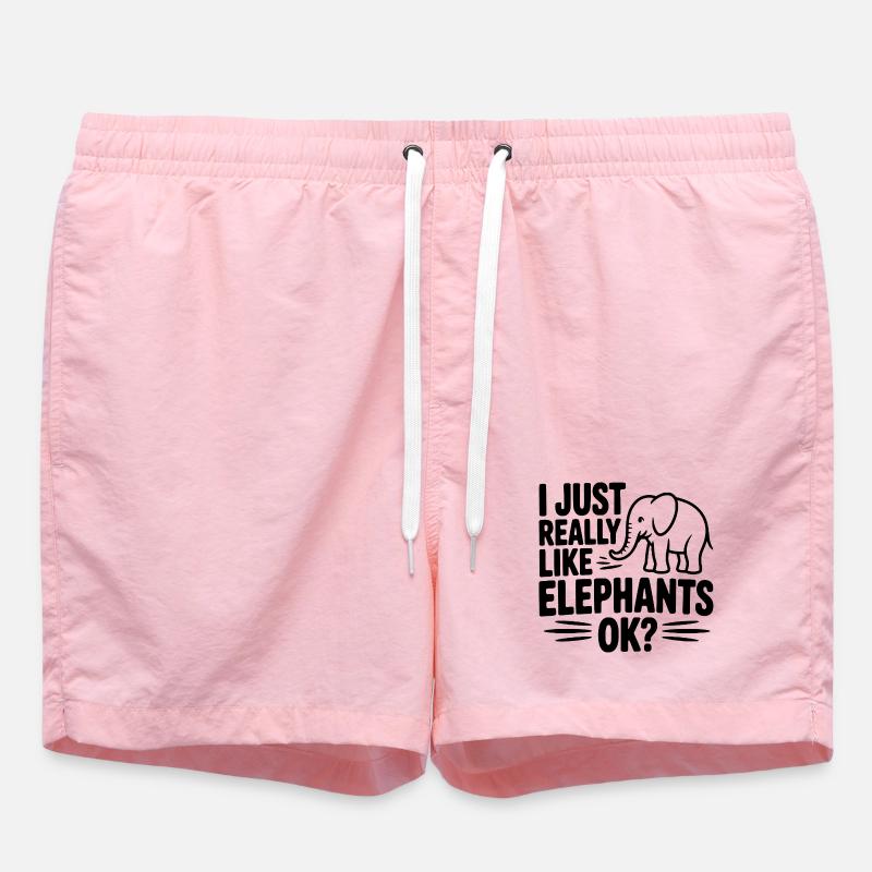 I Just Really Like Elephants Ok? - Swim Trunks - pink