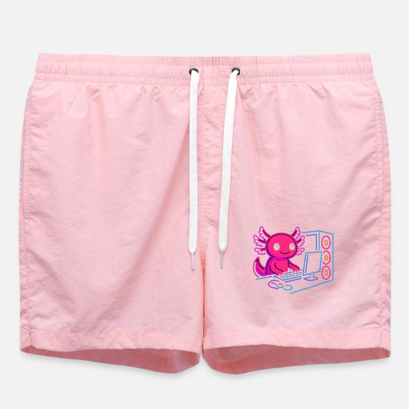 Conception de PC de jeu Axolotl Gamer Style Neon - Short de bain - rose