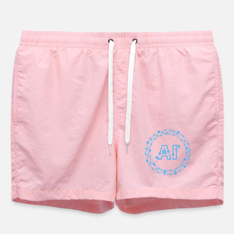 Futuristic AI Data Network Symbol - Swim Trunks - pink