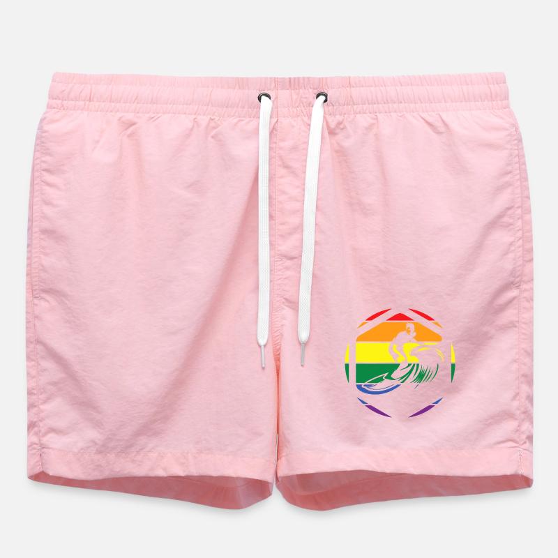 Rainbow Wave Surfer Circle - Badeshorts - Pink