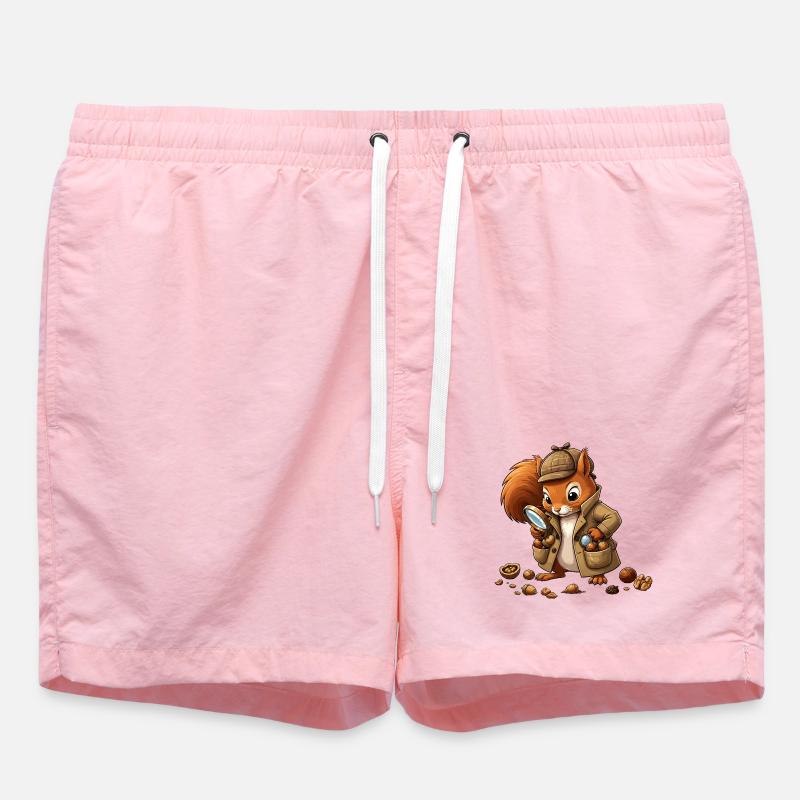 Detective Squirrel Coat - Swim Trunks - pink