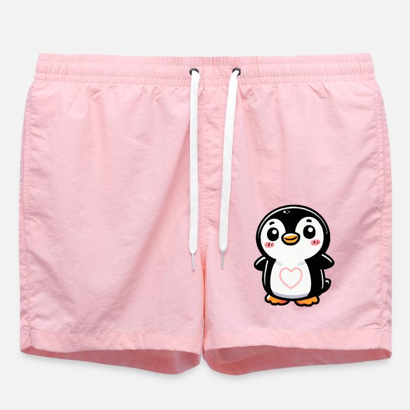 pinguin comic heart - Badeshorts - Pink