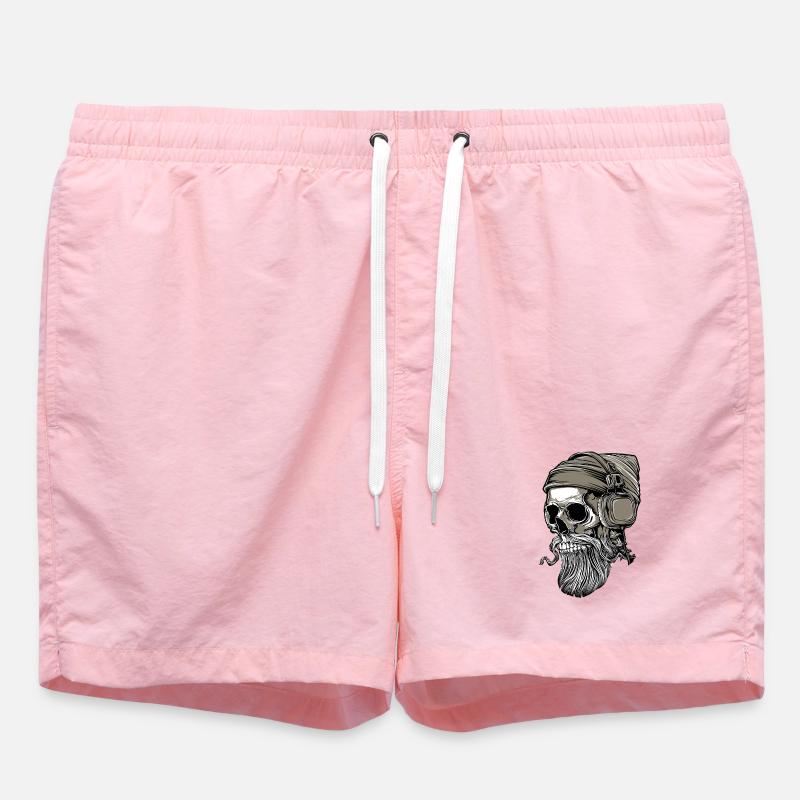 Bart Hipster Skull mit Kopfhörer - Badeshorts - Pink