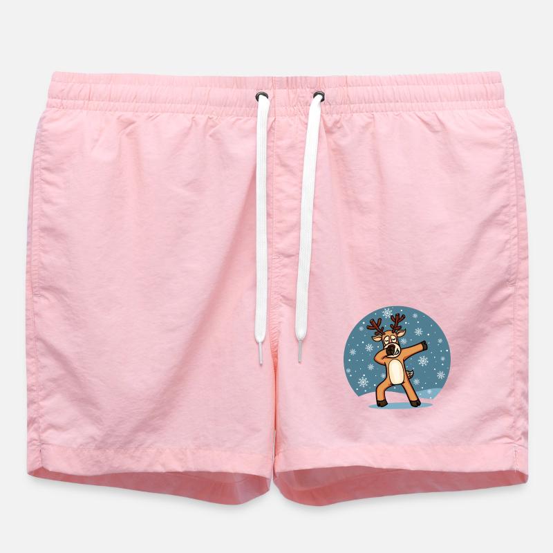 Sweet Dab Dabbing Reindeer Dancing Christmas Xmas - Swim Trunks - pink