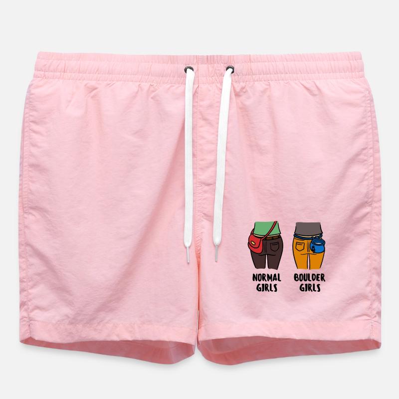 Boulder Boulderer Climbing Mountaineering Funny - Swim Trunks - pink