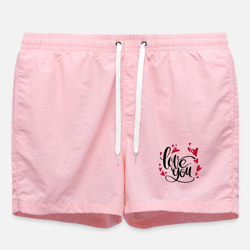 je t'aime | coeurs | pour les couples - Short de bain - rose