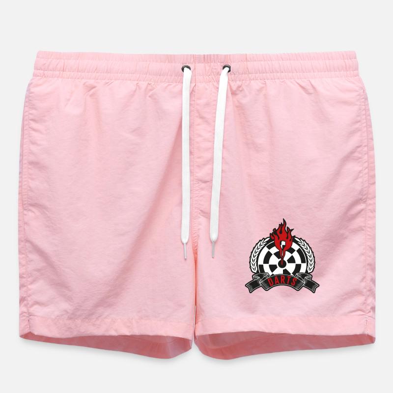 Flaming Dartboard Emblem - Swim Trunks - pink