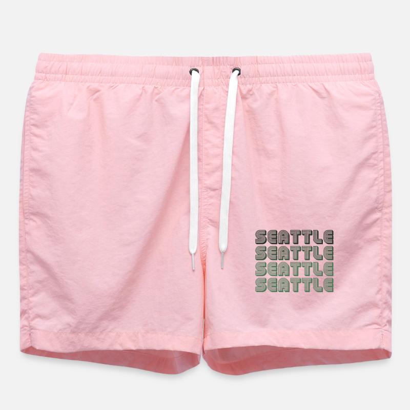Seattle Blockgrid Pattern - Swim Trunks - pink