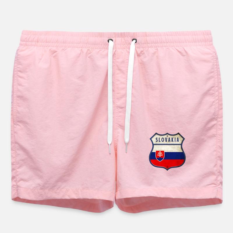 Slowakei Flaggen Wappen Design - Badeshorts - Pink