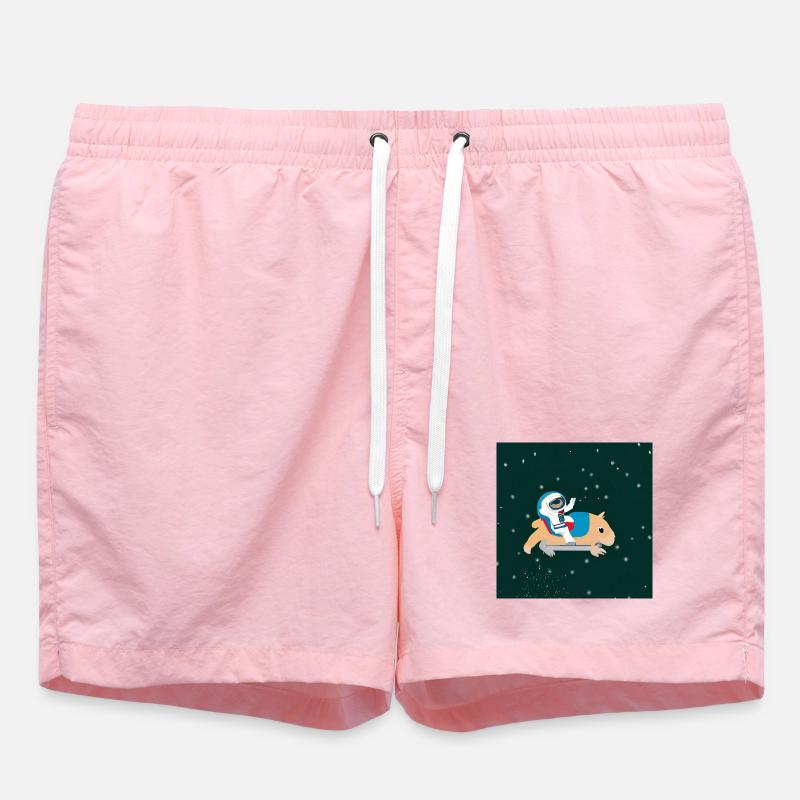 Astronaut on a space capybara - Swim Trunks - pink