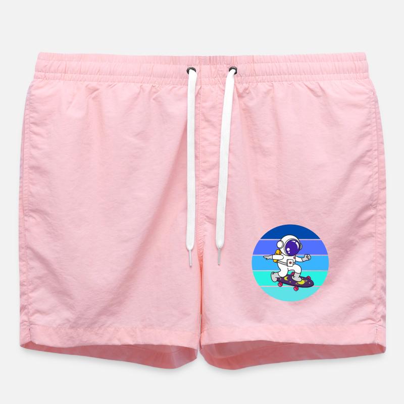 Spaceman, astronaut, rocket - Swim Trunks - pink