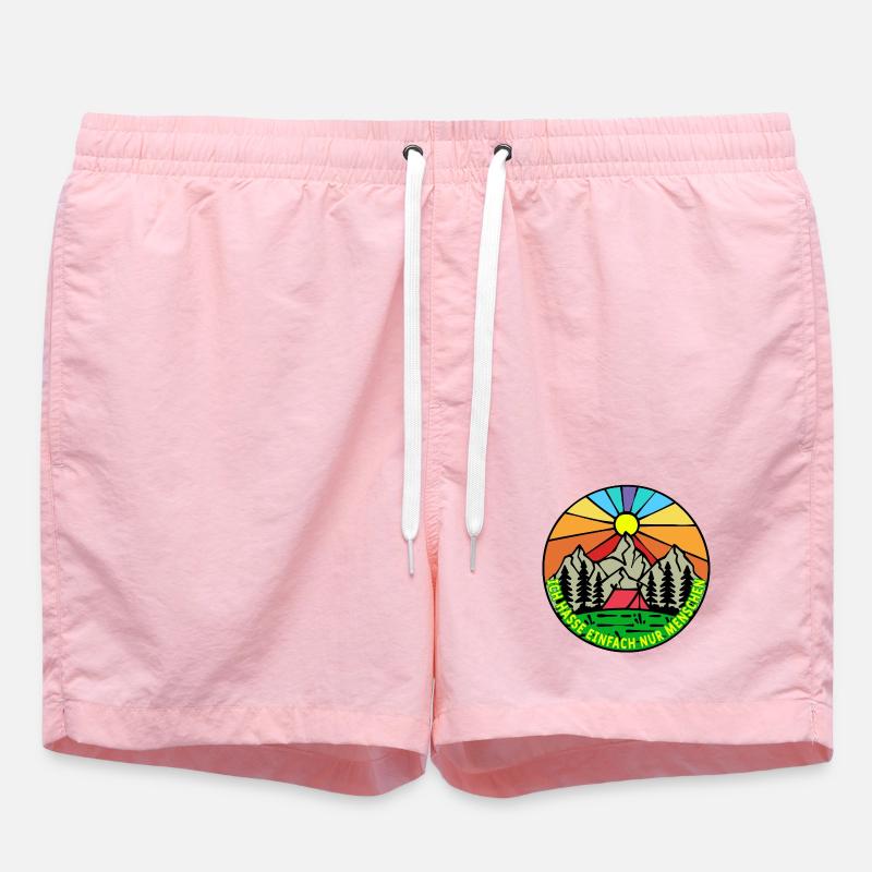Mountains, Nature, Camping, Camping, Camping, Statement - Swim Trunks - pink