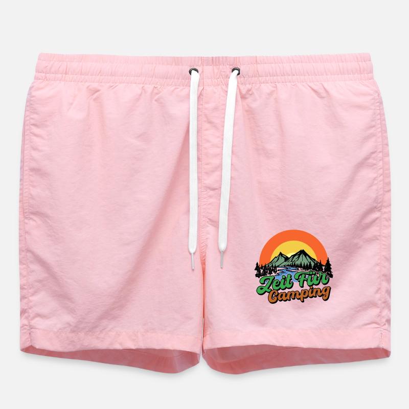 Campingplatz Camping Statement Berge Camper - Badeshorts - Pink