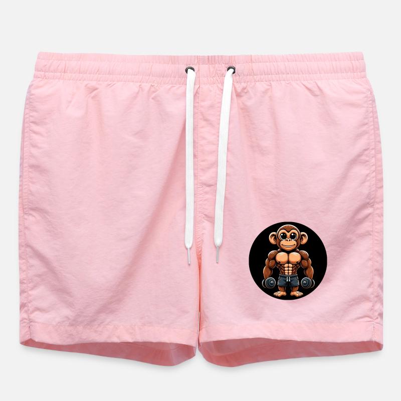 Monkey Chimpanzee Bodybuilder Training - Swim Trunks - pink