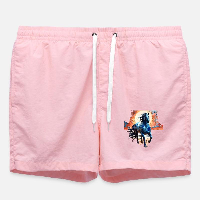 Illustration élégante de cheval bleu - Short de bain - rose