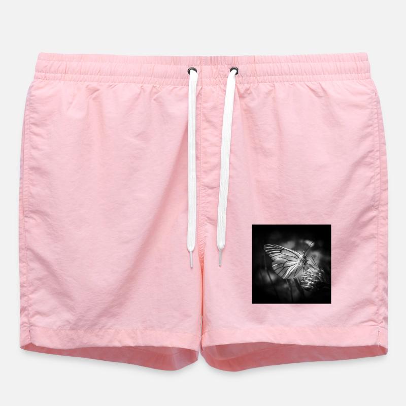 Papillon gros plan affiche noir et blanc - Short de bain - rose