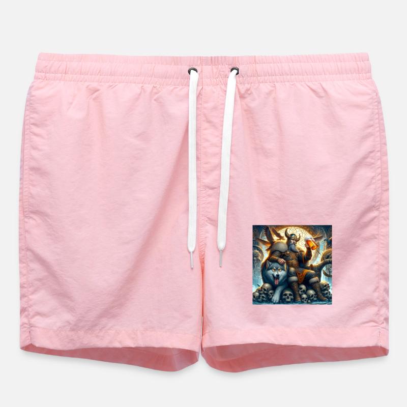 Wikinger mit Wolf - Badeshorts - Pink