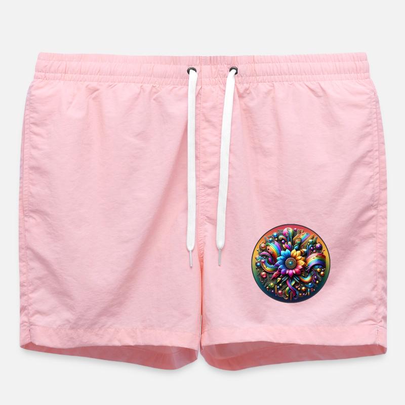 Fleur arc-en-ciel mécanique - Short de bain - rose