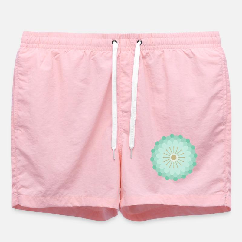 Vert menthe et fleur dorée - Short de bain - rose