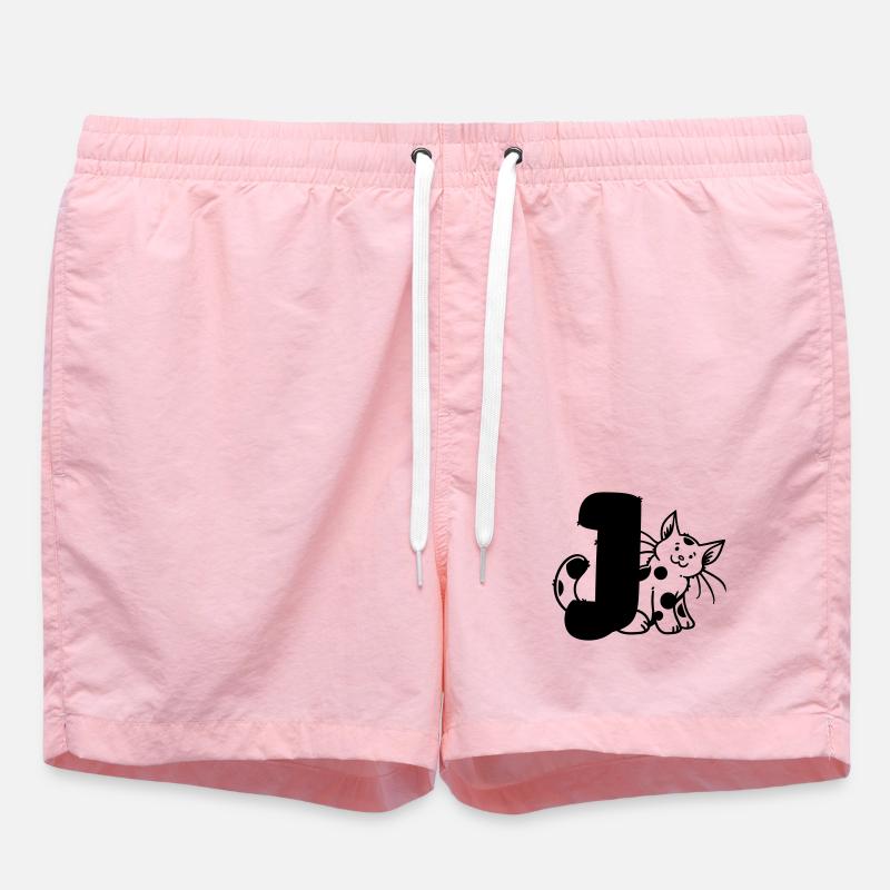 Lettre Chat J - Short de bain - rose