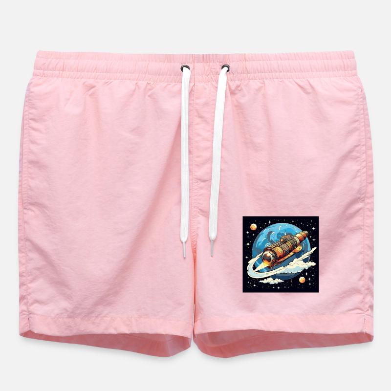 Rocket flight through space - Swim Trunks - pink