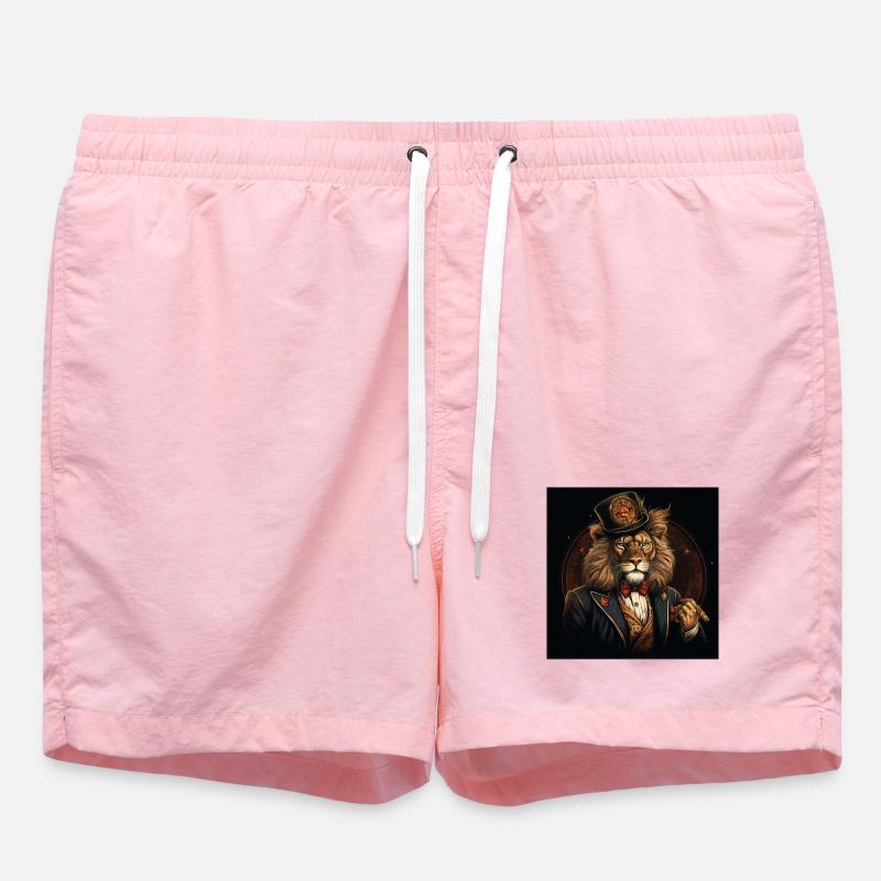 Leo gentleman in top hat - Swim Trunks - pink