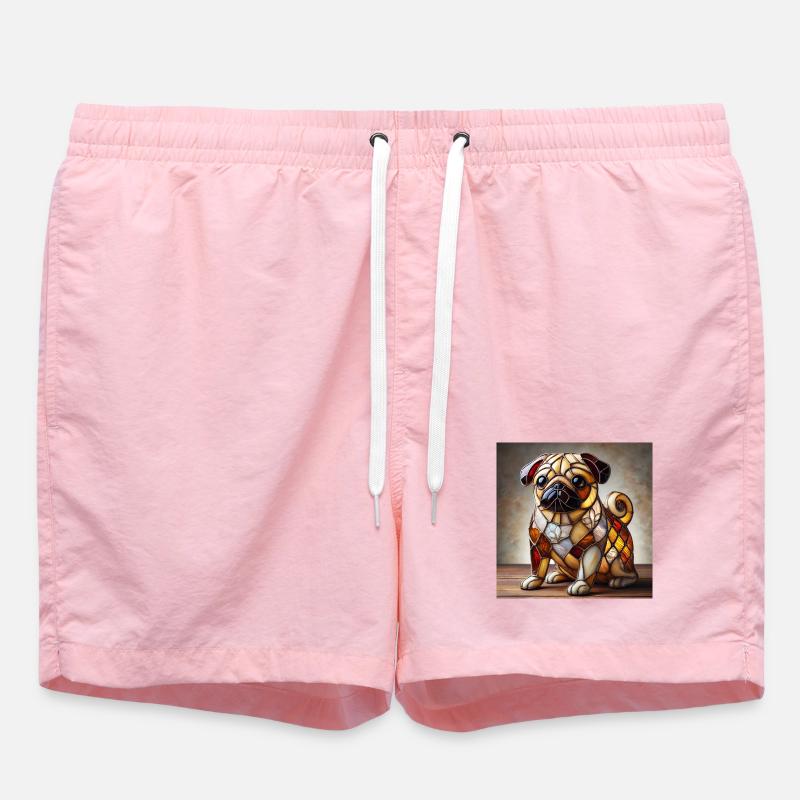 Vitrail bouledogue figure décorative - Short de bain - rose