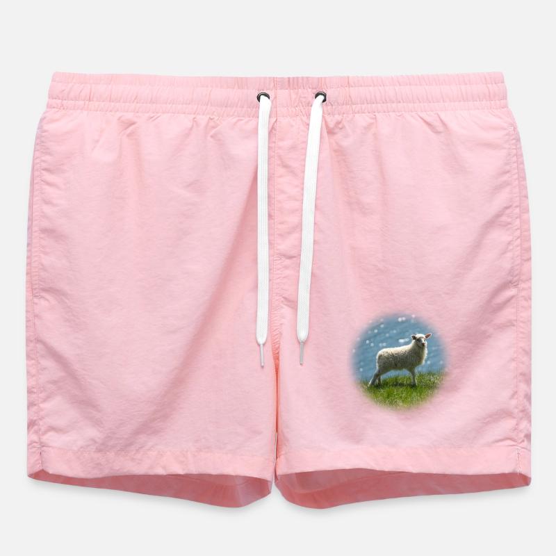 Jeunes moutons d’Islande dans un pré - Short de bain - rose