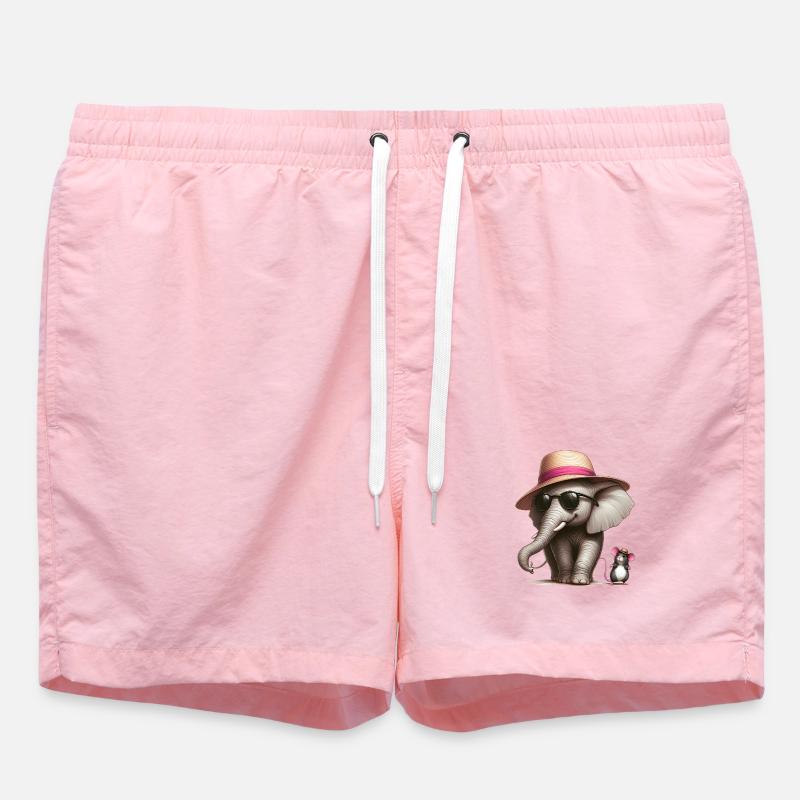Éléphant avec souris - Short de bain - rose